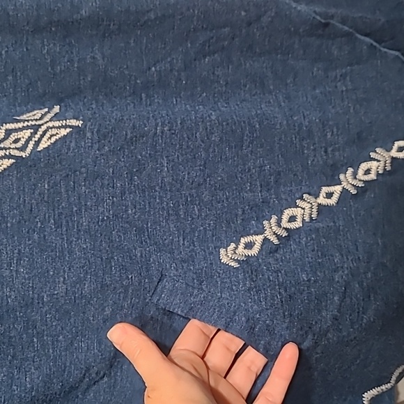 Young threads NYC asymmetrical embroidered longsleeve cardigan 2X blue - Picture 3 of 5